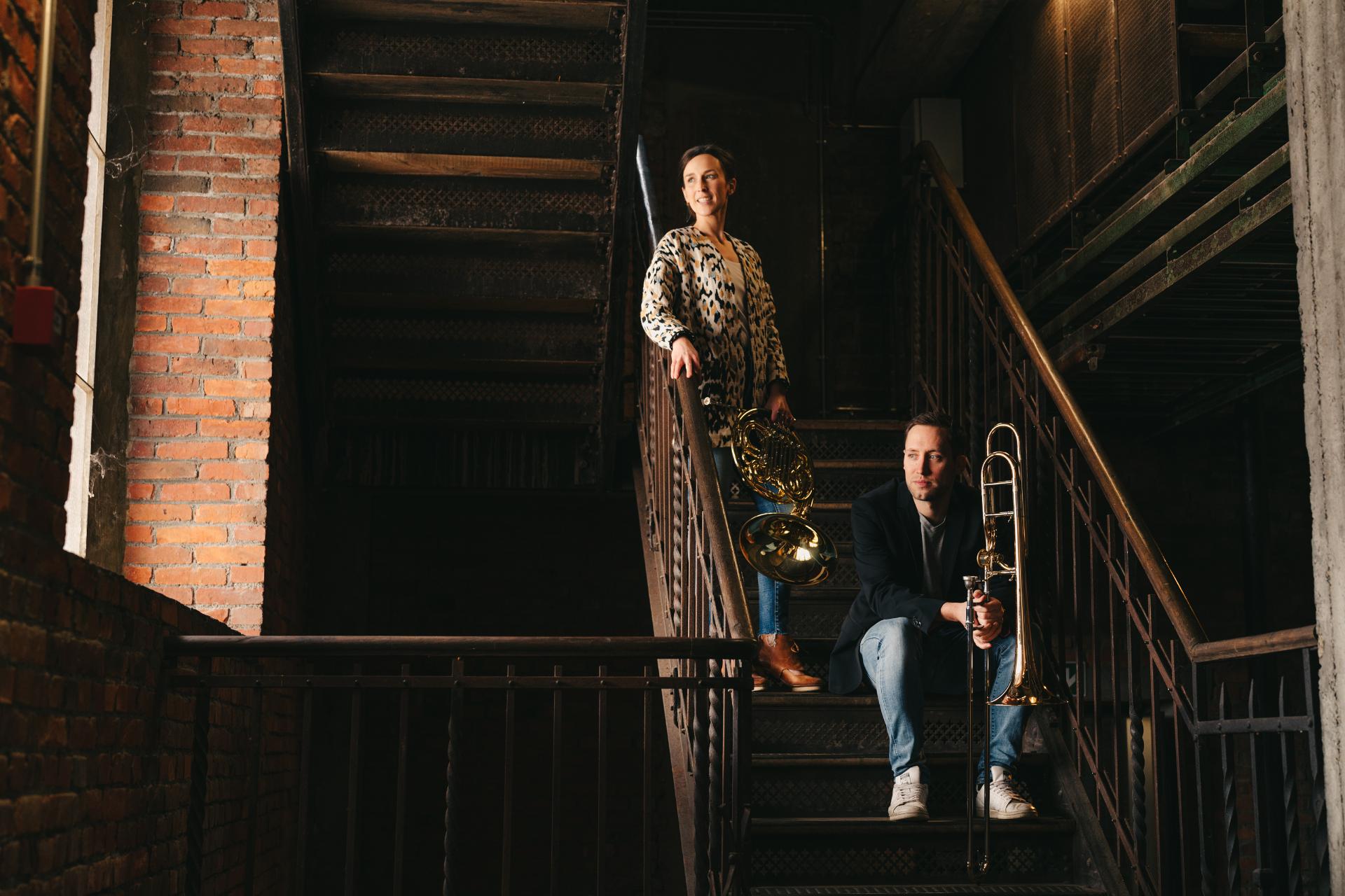 Kaat en Pieter tijdens een sessie rond muzikale teamontwikkeling